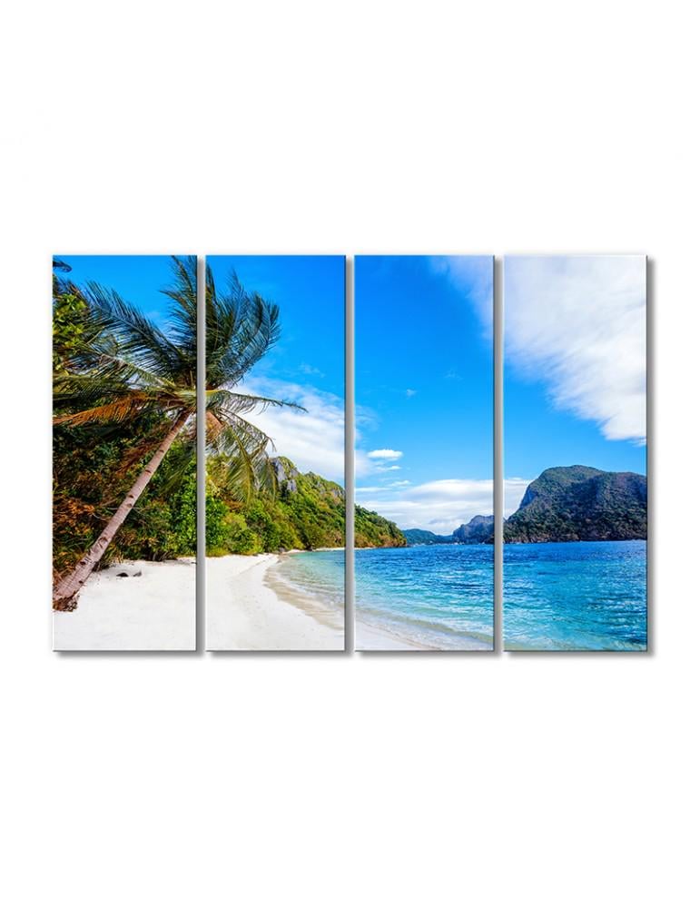 Картина модульная Пальмы побережье гора 4 модуля 80x120 см (205543More006)