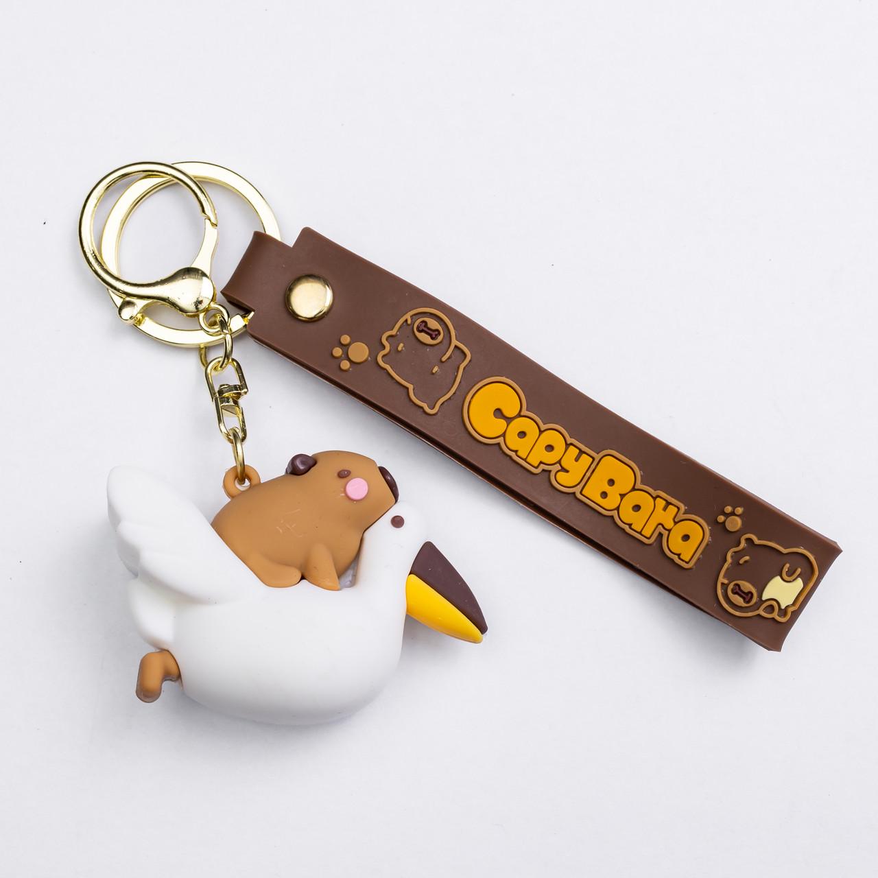 Брелок для ключей Капибара на пеликане 5х3х4 см (HP-55-24DUCK)