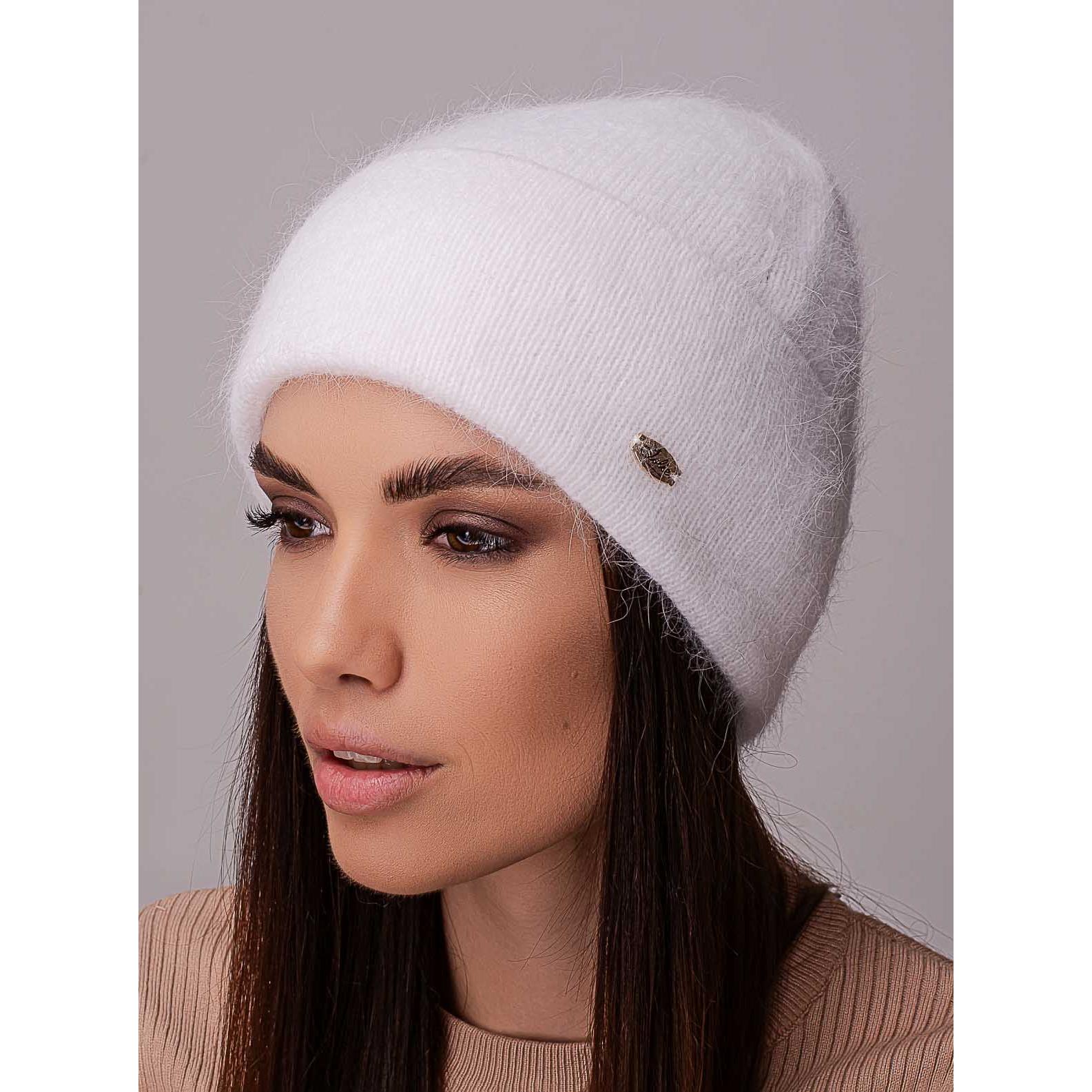 Шапка жіноча ангорова Leks СКАРЛЕТ одинарна з відворотом дрібного в'язання one size Білий (205575) - фото 1 Шапка жіноча ангорова Leks СКАРЛЕТ одинарна з відворотом дрібного в'язання one size Білий (205575) - фото 1