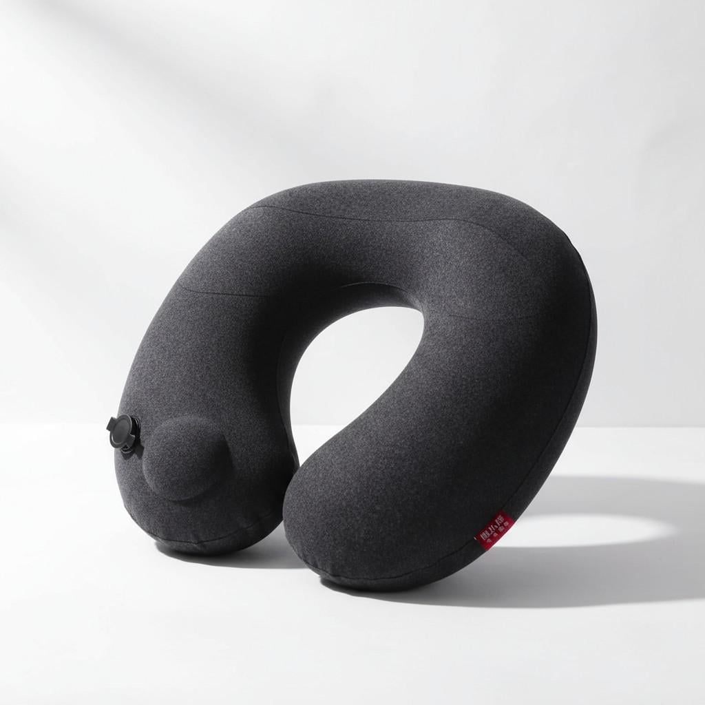 Подушка-рогалик для шеи надувная Camelback U-образная ортопедическая 31х30х12,5 см Черный (HP-56-17)