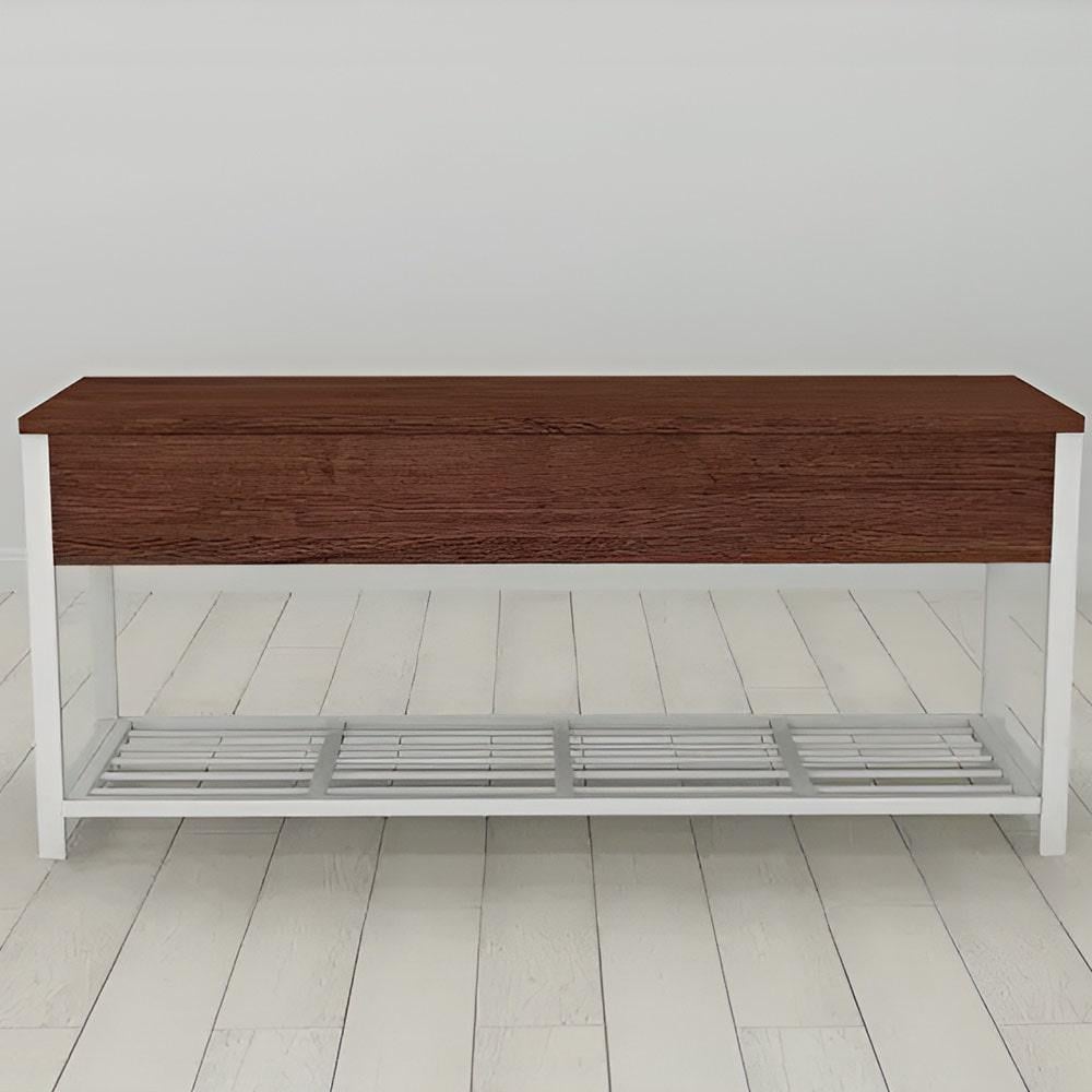 Банкетка с ящиком Ferrum-decor Дрейк 1 металл/ДСП 16 мм 550x1000x400 мм Белый/Венге (FRD-105306)