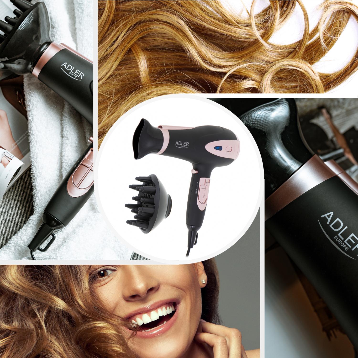 Фен для волос Adler AD 2248 2200W 2 скорости 3 температурных режима ионизация Black (AD2248B) - фото 9