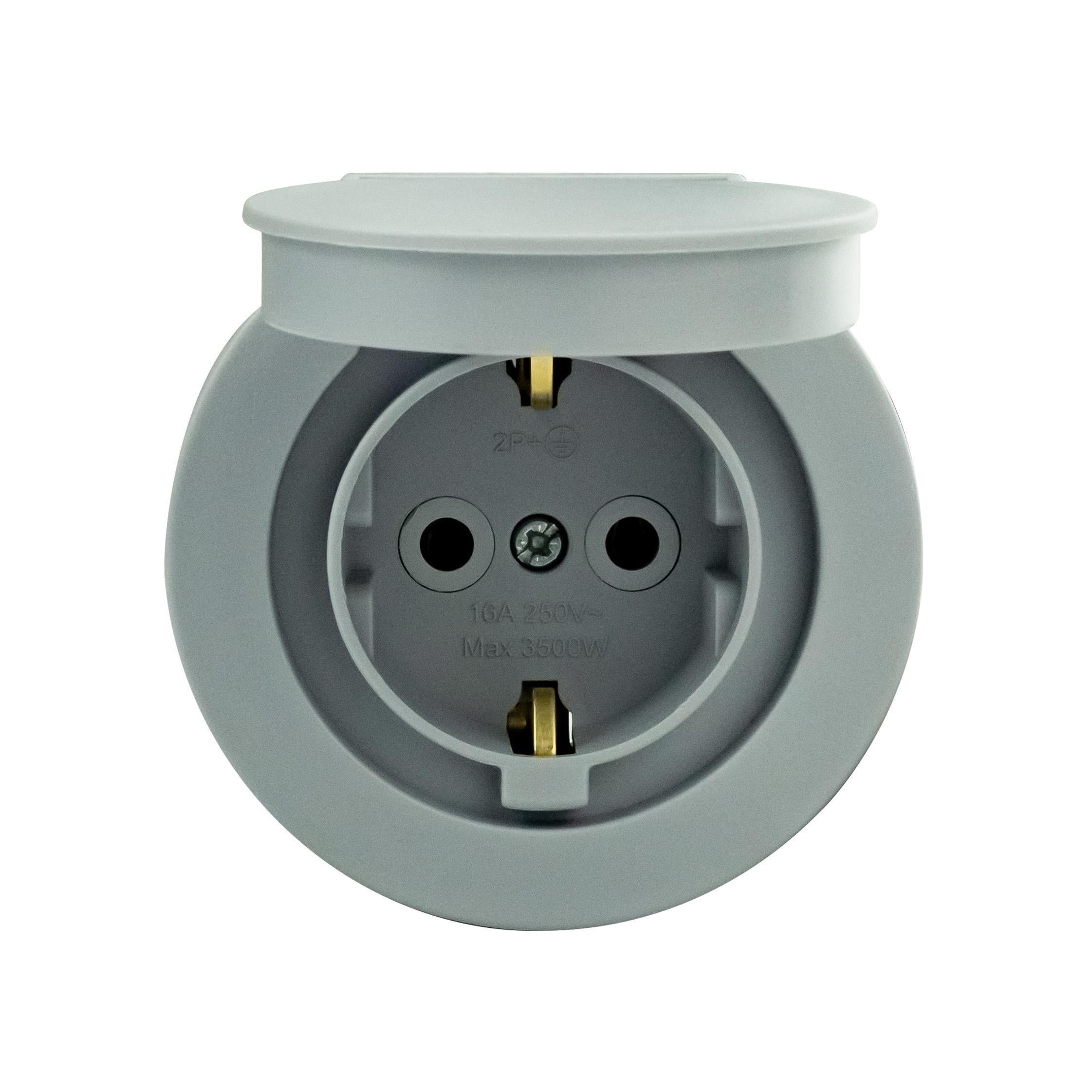 Розетка одинарная xOne с заземлением и крышкой Серый (406-240000-249)