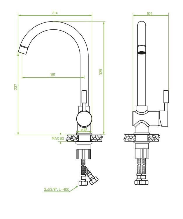 Смеситель Laveo LETE для мойки с изливом U Бежевый/Гранитовый (BQX_468D) - фото 3