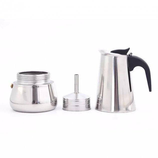 Кавоварка гейзерна Edenberg з нержавіючої сталі на 4 порцій кави 200 мл Сірий (3788Е) - фото 2 Кавоварка гейзерна Edenberg з нержавіючої сталі на 4 порцій кави 200 мл Сірий (3788Е) - фото 2