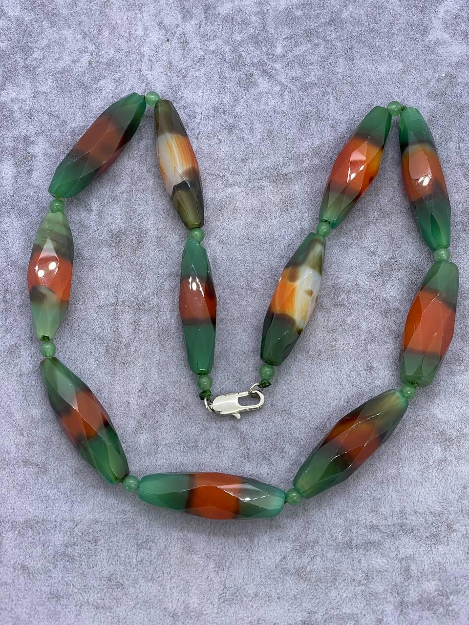 Намисто агат 45 см 40x12 мм Різнокольоровий (1744)