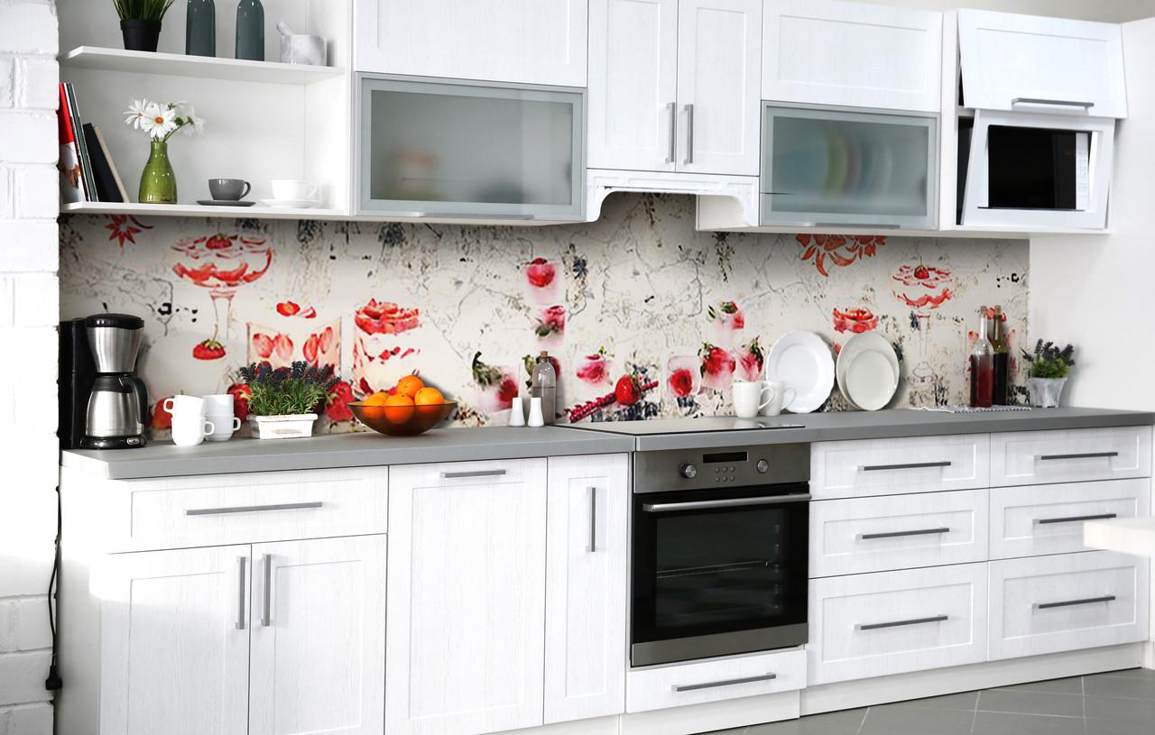 Кухонный фартук Клубничное суфле виниловый самоклеющийся 60х250 см Кухонный фартук Клубничное суфле виниловый самоклеющийся 60х250 см