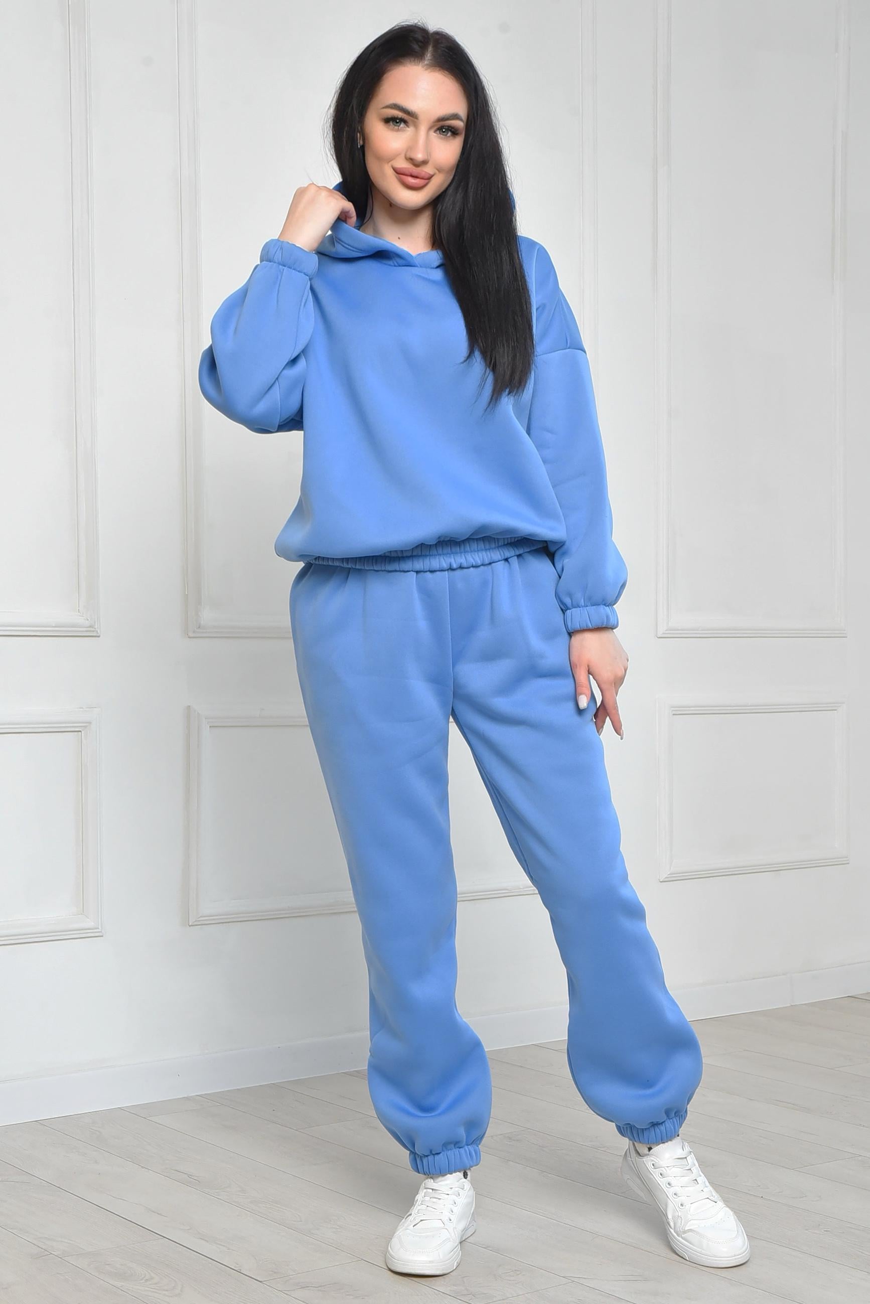 Спортивный костюм женский на флисе L-XL Голубой (165923)
