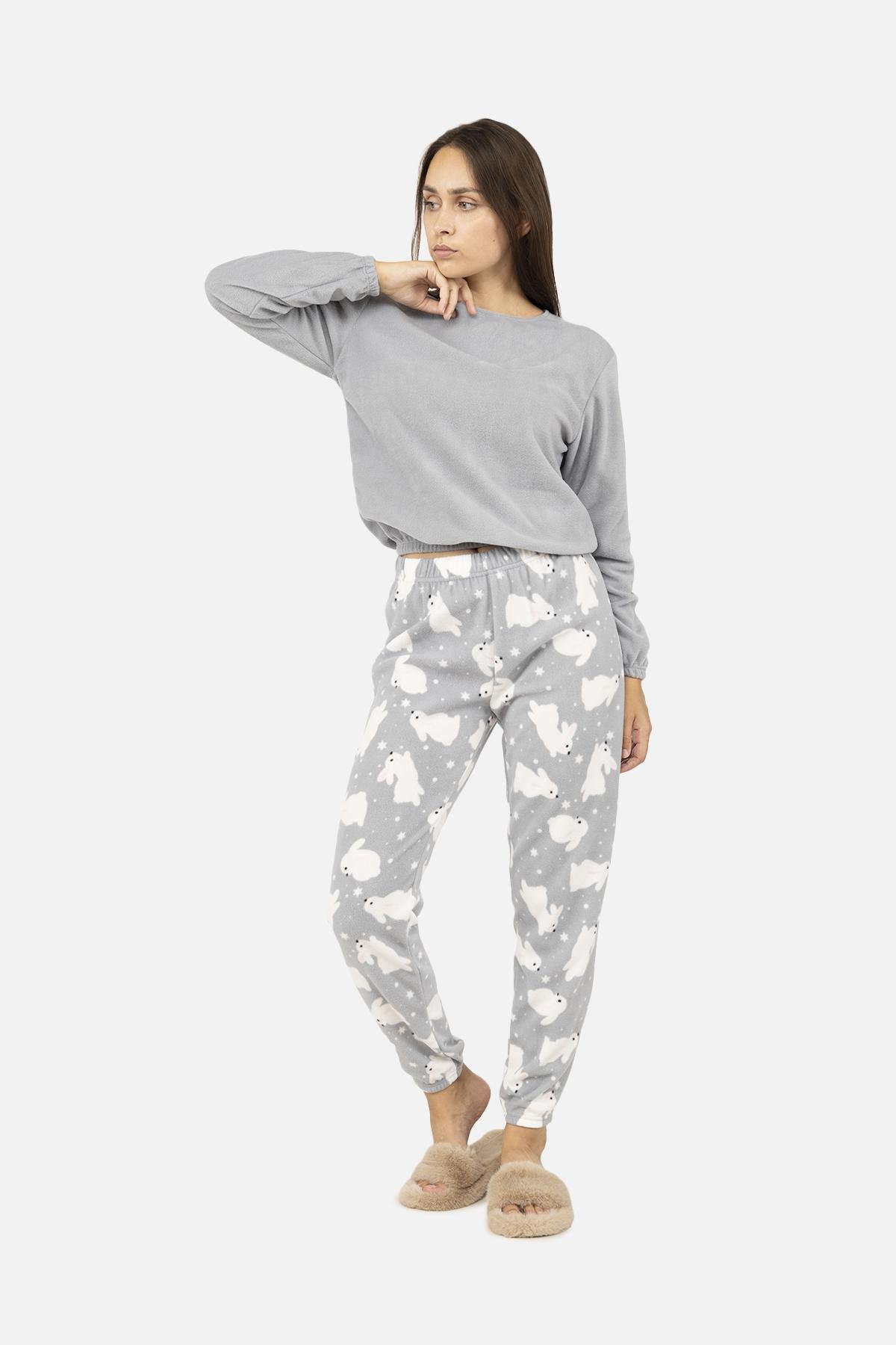 Пижама со штанами женская р. 46 Светло-серый (SKT001022535) - фото 2 Пижама со штанами женская р. 46 Светло-серый (SKT001022535) - фото 2