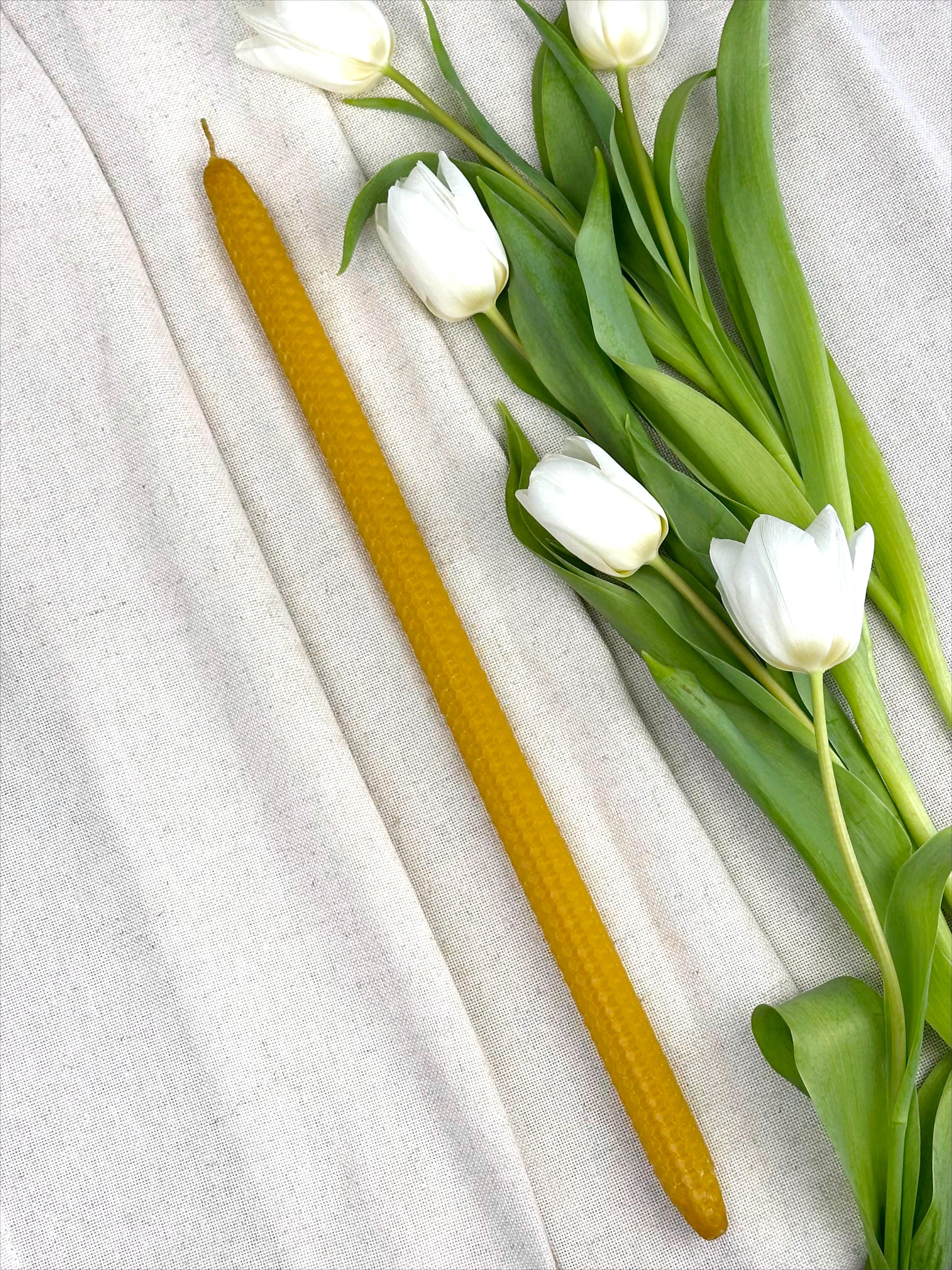 Свеча пасхальная из вощины из натурального пчелиного воска 42х2,5 см (4001-50)