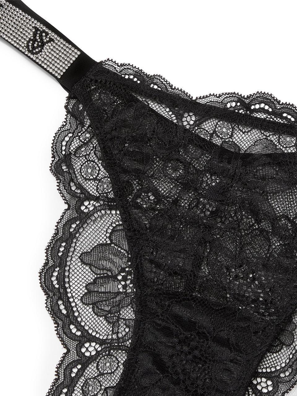 Трусы женские Victoria's Secret Shine Strap Lace Brazilian XS Черный (15397505) - фото 4