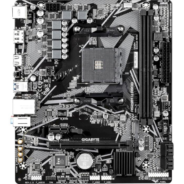 Материнская плата Gigabyte A520M H ARGB Micro-ATX sAM4 AMD A520 2xDDR4 M.2 4xSATA DVI HDMI Black (35226968)
