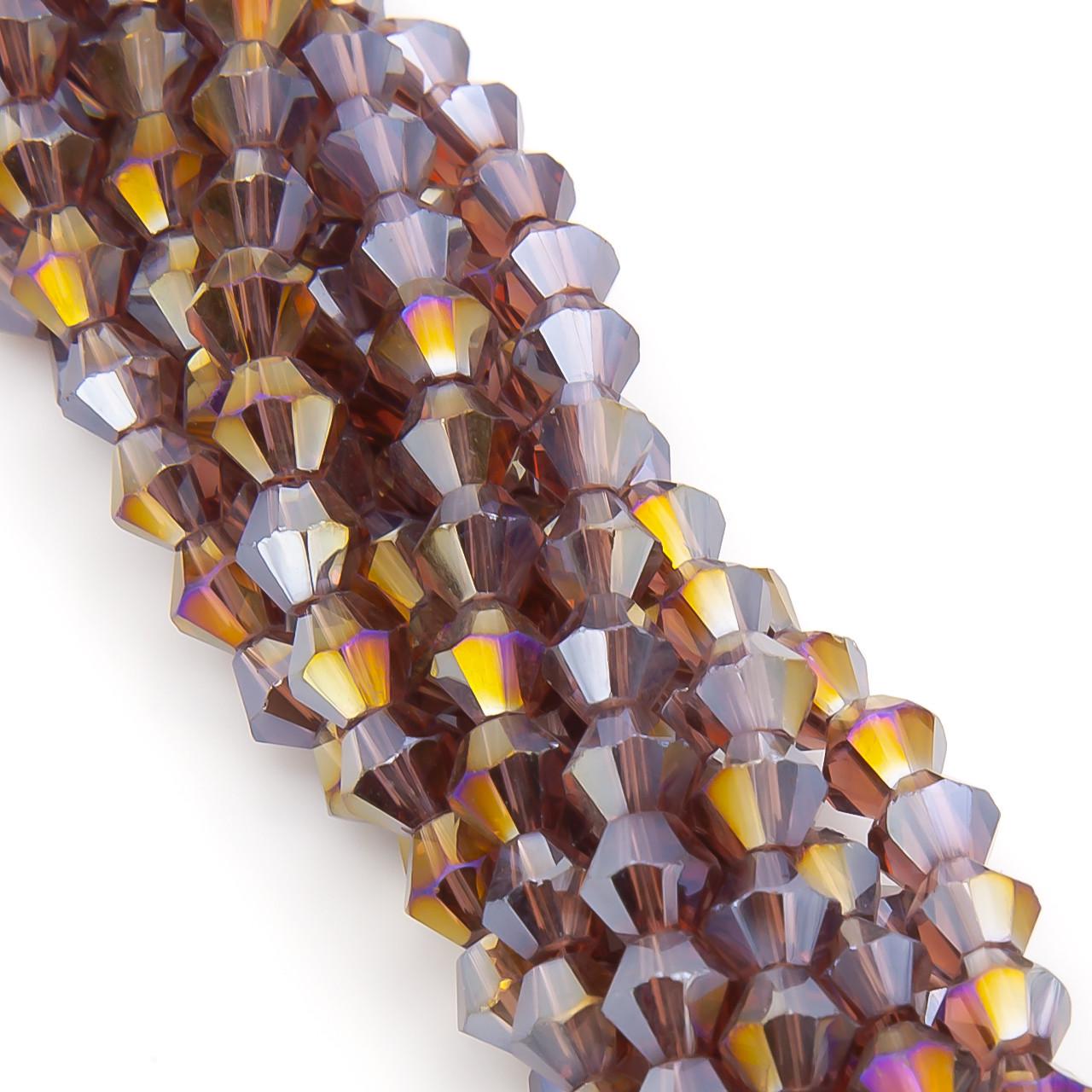 Бусины хрустальные Биконус АВ 6,2х6 мм 46 шт. Слива (БИ0006к68)