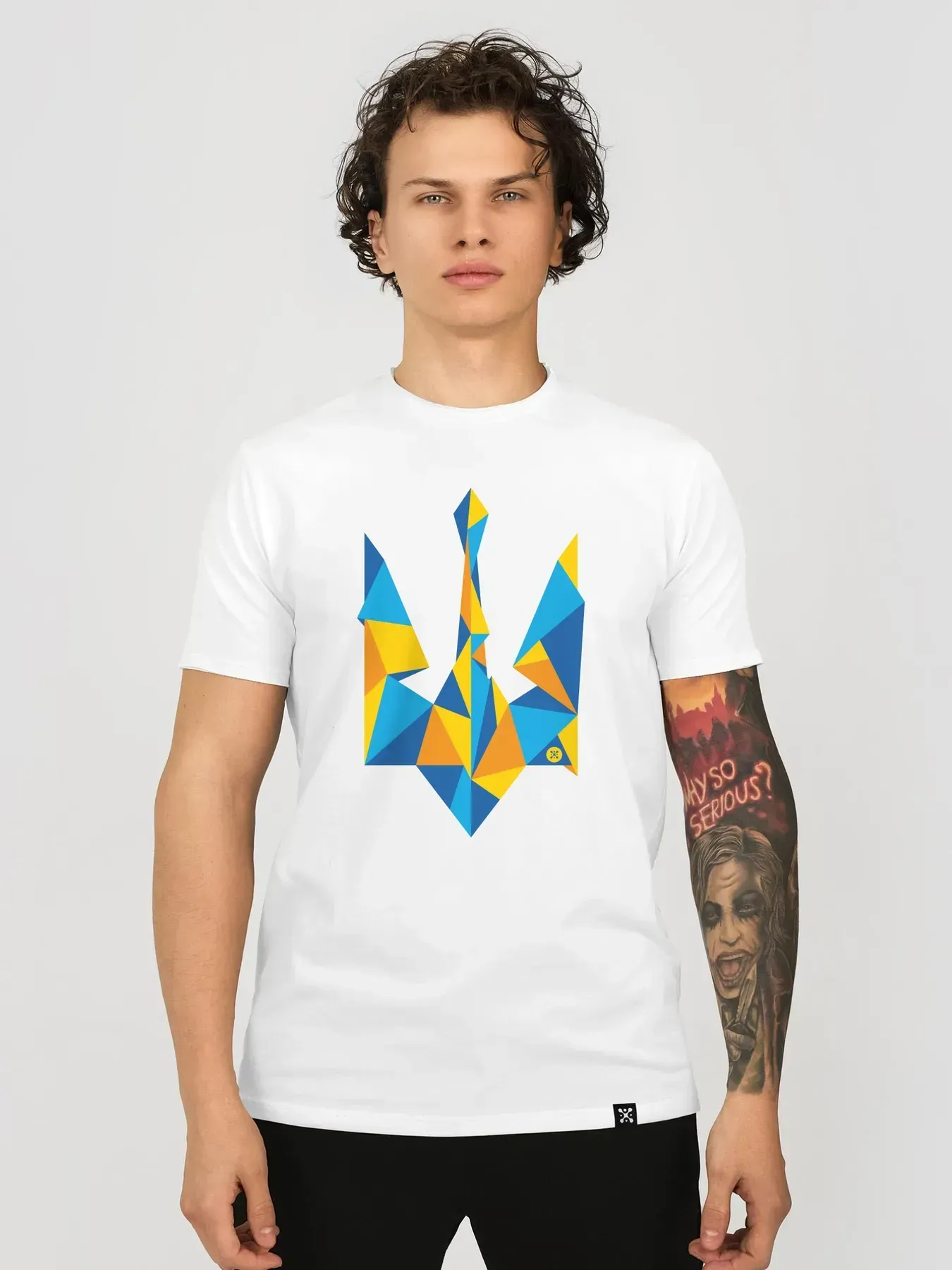 Футболка мужская Ukraine Geometric с гербом-трезубцем 3XL Белый (26922886)