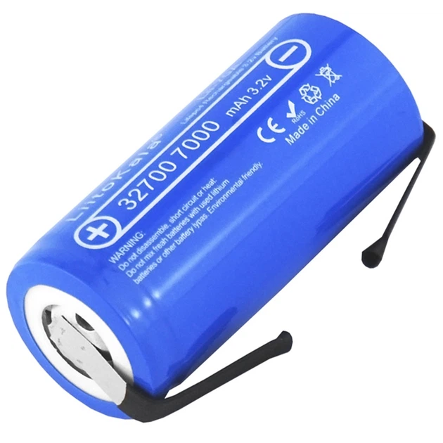 Аккумулятор 32700 LiitoKala 70A-N 7000 mAh LiFePO4 под пайку с никелевой лентой U-tags 30А 3,6V (19316)