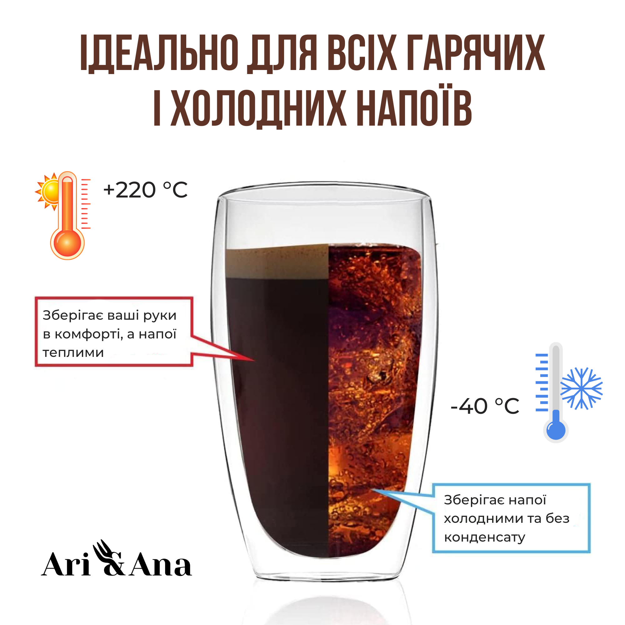 Набір термостійких склянок з подвійними стінками 450 мл 2 шт. (24370174) - фото 4 Набір термостійких склянок з подвійними стінками 450 мл 2 шт. (24370174) - фото 4