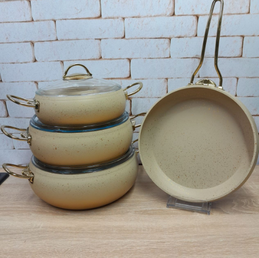 Набір посуду OMS 3023 сотейник і 3 каструлі з антипригарним покриттям для індукції