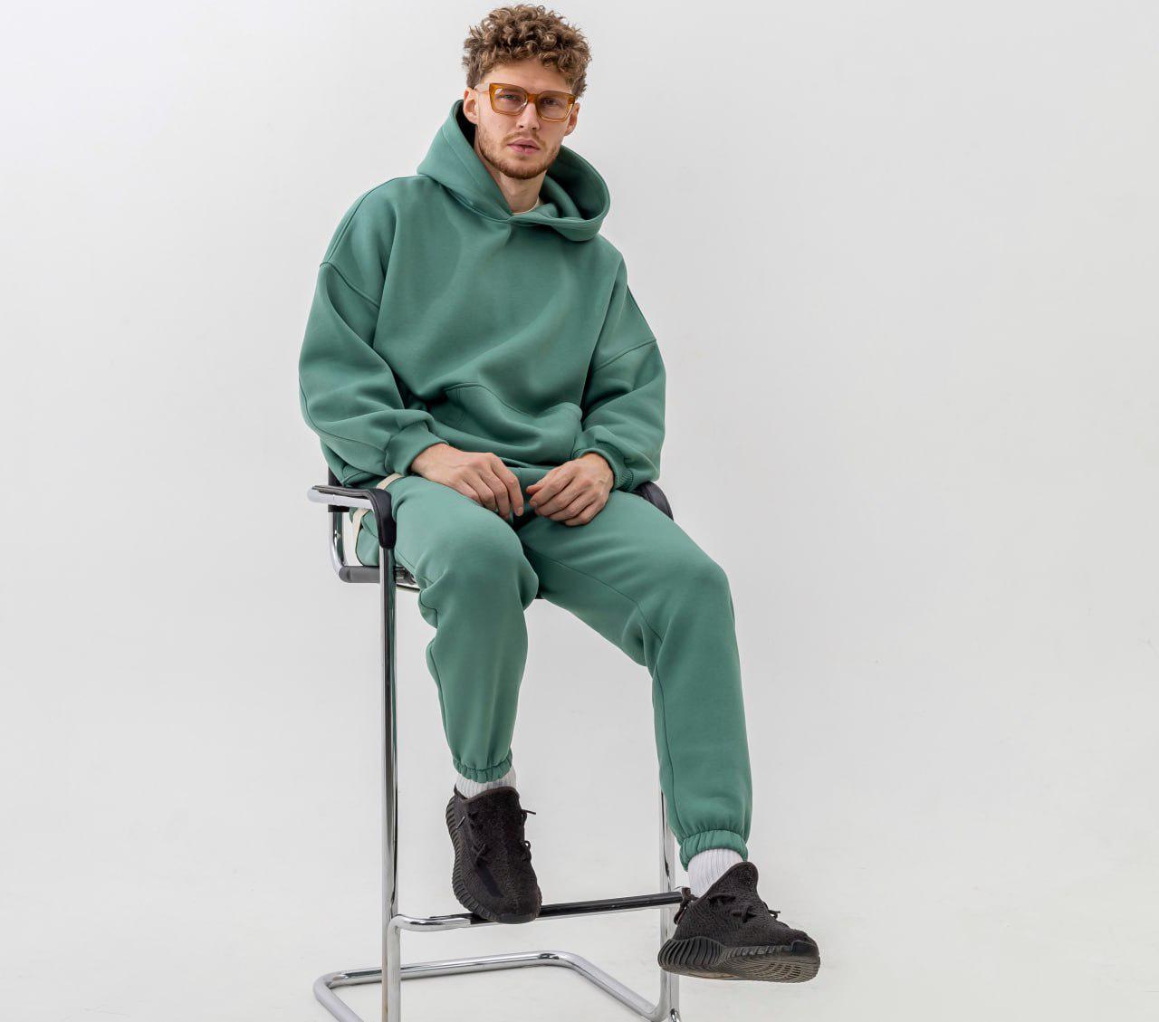 Спортивний костюм чоловічий Oversize Demi з начосом L/М Зелений (BL7390-888) - фото 6 Спортивний костюм чоловічий Oversize Demi з начосом L/М Зелений (BL7390-888) - фото 6