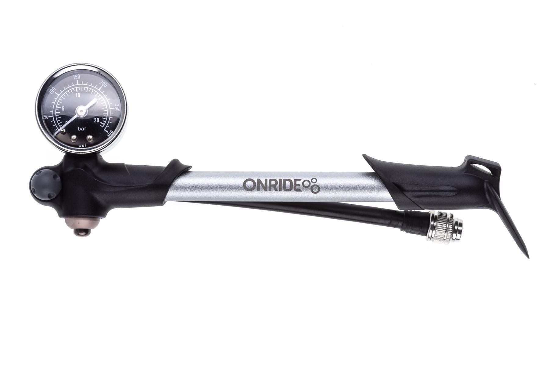 Насос велосипедный со шлангом и манометром OnRide Pressure 20 высокого давления 300PSI/20Bar алюминиевый (6936116100528-1)