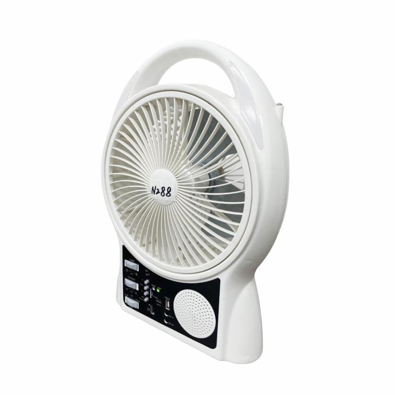 Вентилятор портативный аккумуляторный N288 8" Bluetooth/USB с радио и солнечной батареей и 2 LED лампами White (784780668)