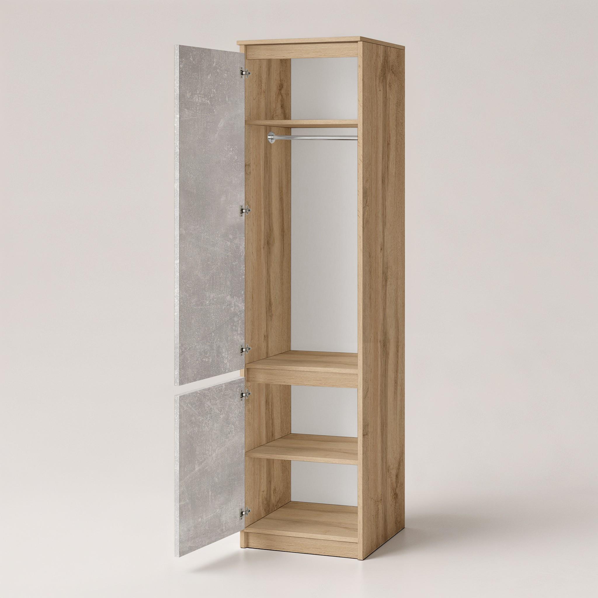 Шафа-пенал зі штангою T-218 500х498х2117 мм Дуб Аппалачі/Бетон - фото 2 Шафа-пенал зі штангою T-218 500х498х2117 мм Дуб Аппалачі/Бетон - фото 2