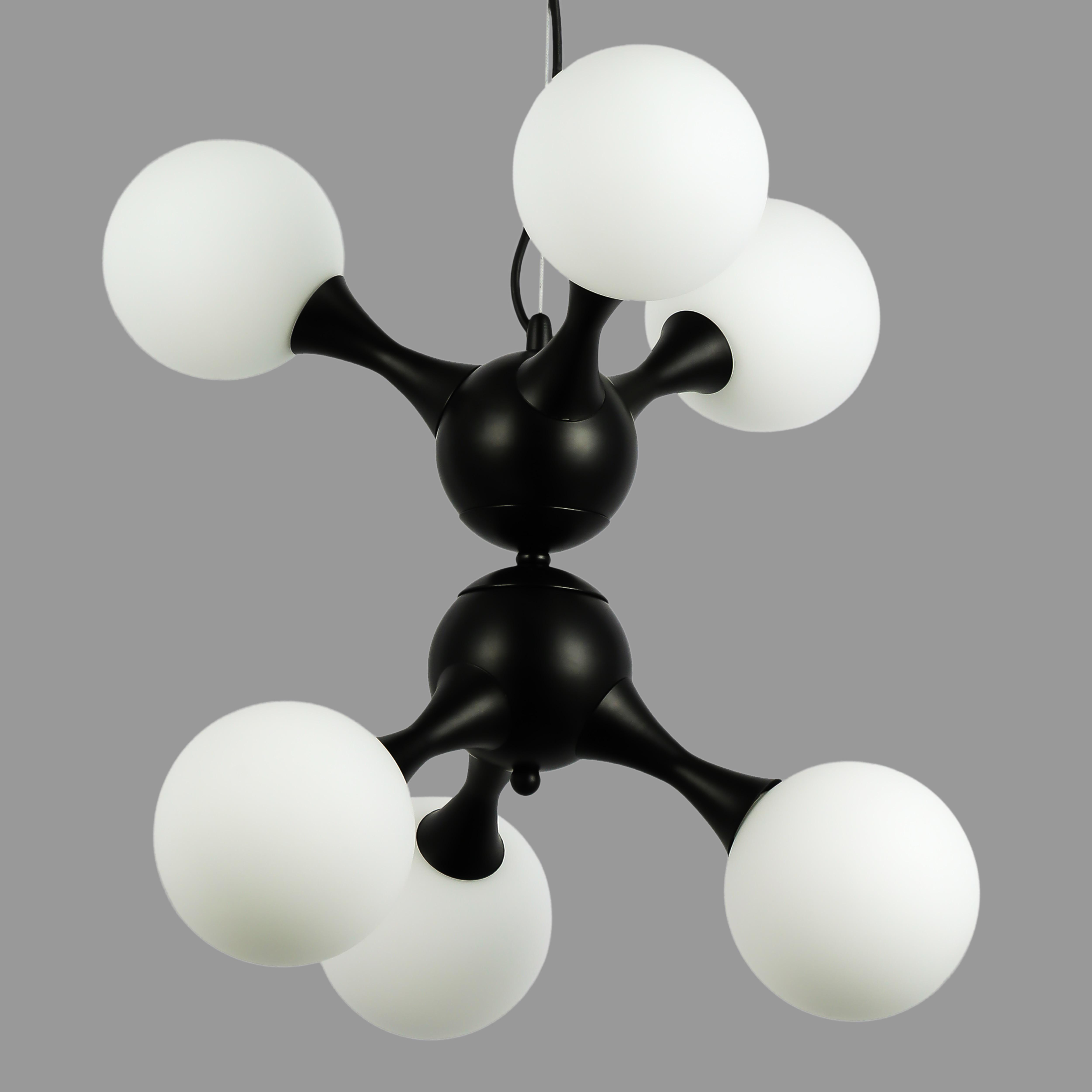 Люстра подвесная Молекула на 6 ламп Черный (52-9816-6 BK+WH)