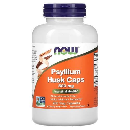 Подорожник Псилиум NOW Psyllium Husk Caps 500 мг 200 Capsules (NOW-05970)