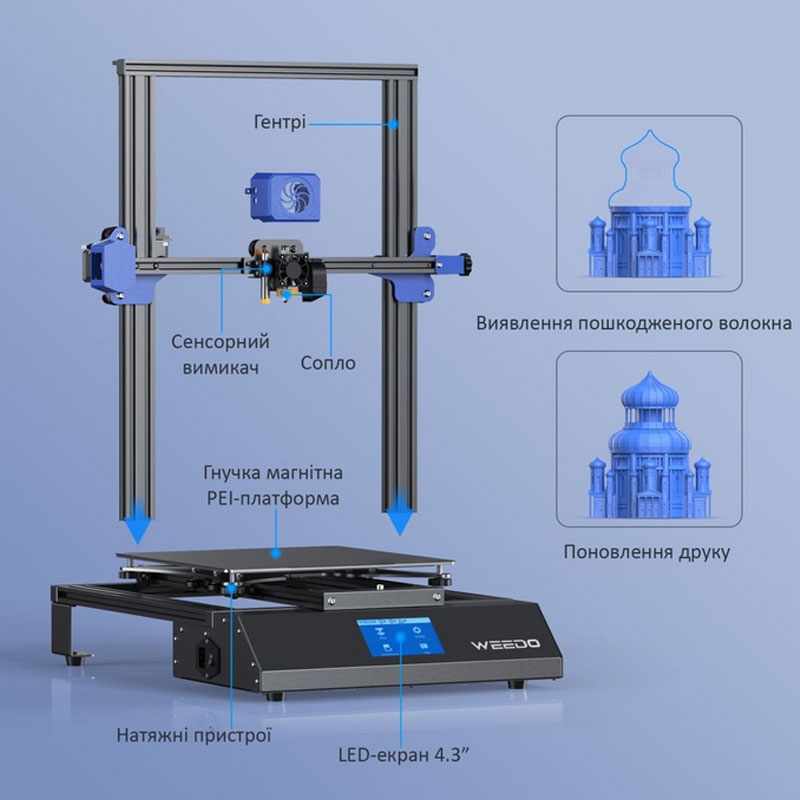 3D-принтер Weedo ME40 область печати 300x300x400 мм (tf5763) - фото 5