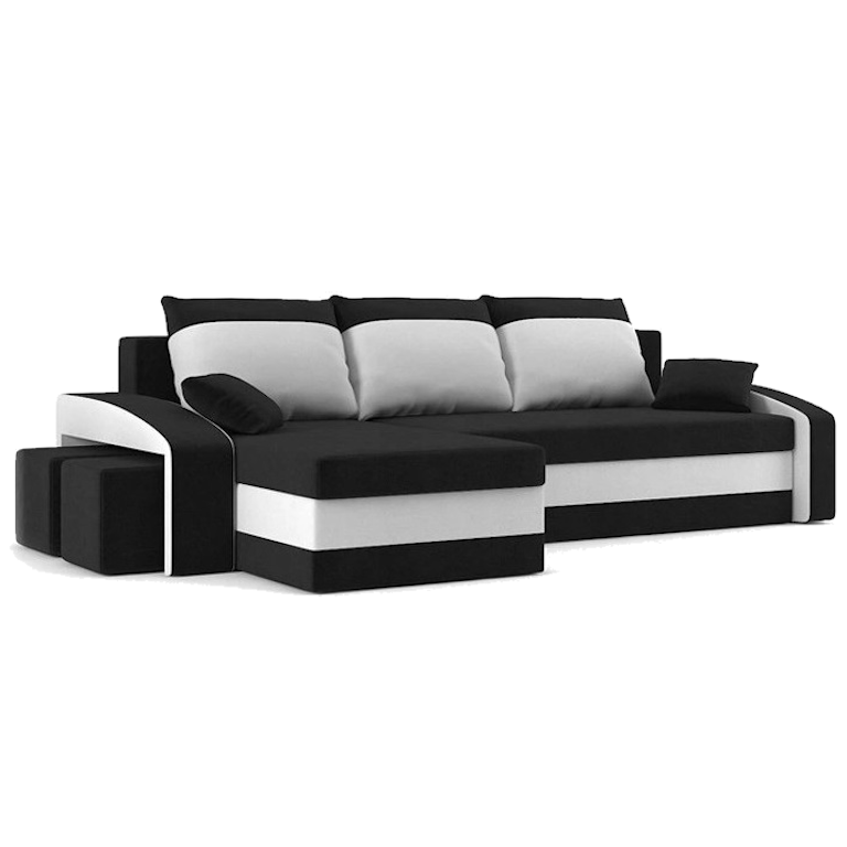 Диван кутовий Хелвет 258х140 см з пуфами 2 шт. Чорний/Молочний (28118887) Диван кутовий Хелвет 258х140 см з пуфами 2 шт. Чорний/Молочний (28118887)