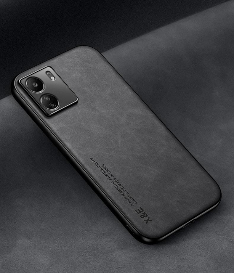 Кожаный чехол XnE Xiaomi Redmi 13C с металлической вставкой Black (35026-2B)