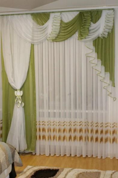 Ламбрекен на карниз Агния шифон 2,5 м Зеленый (25661404)