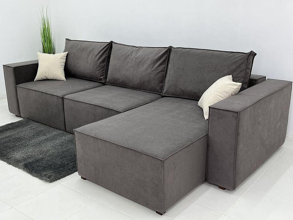 Диван розкладний кутовий у вітальню/спальню Вуді Парма дерево/ламінована ДСП/тканина Сірий