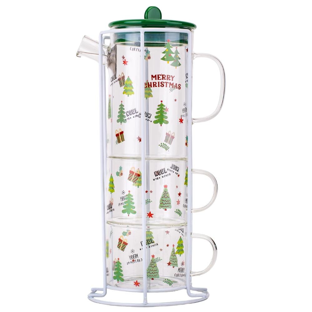 Чайник Merry Chrismass 450 мл с 2 чашками Зеленый (9151-002)