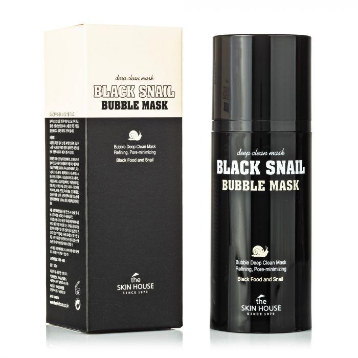 Маска The Skin House Black Snail Bubble Mask кислородная с улиткой и древесным углем 100 мл