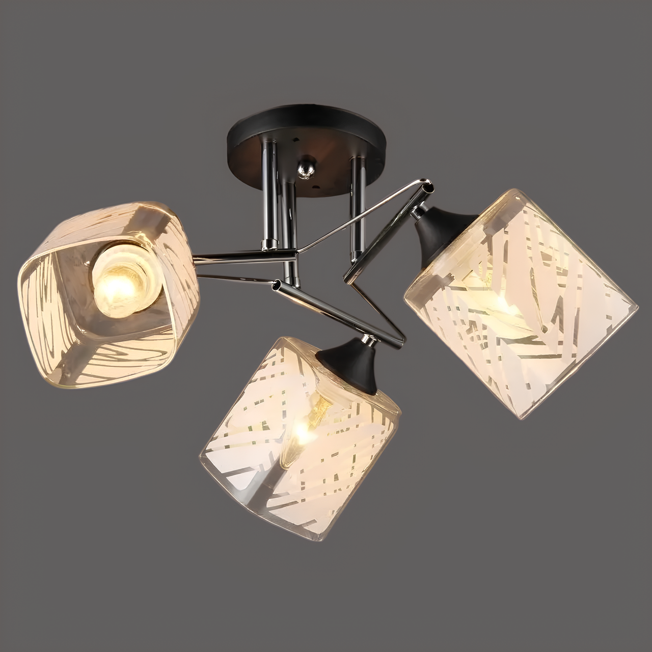 Люстра Svet на три плафона под лампы Е27 Бело-черный (SR-A2957/3 CR+BK)