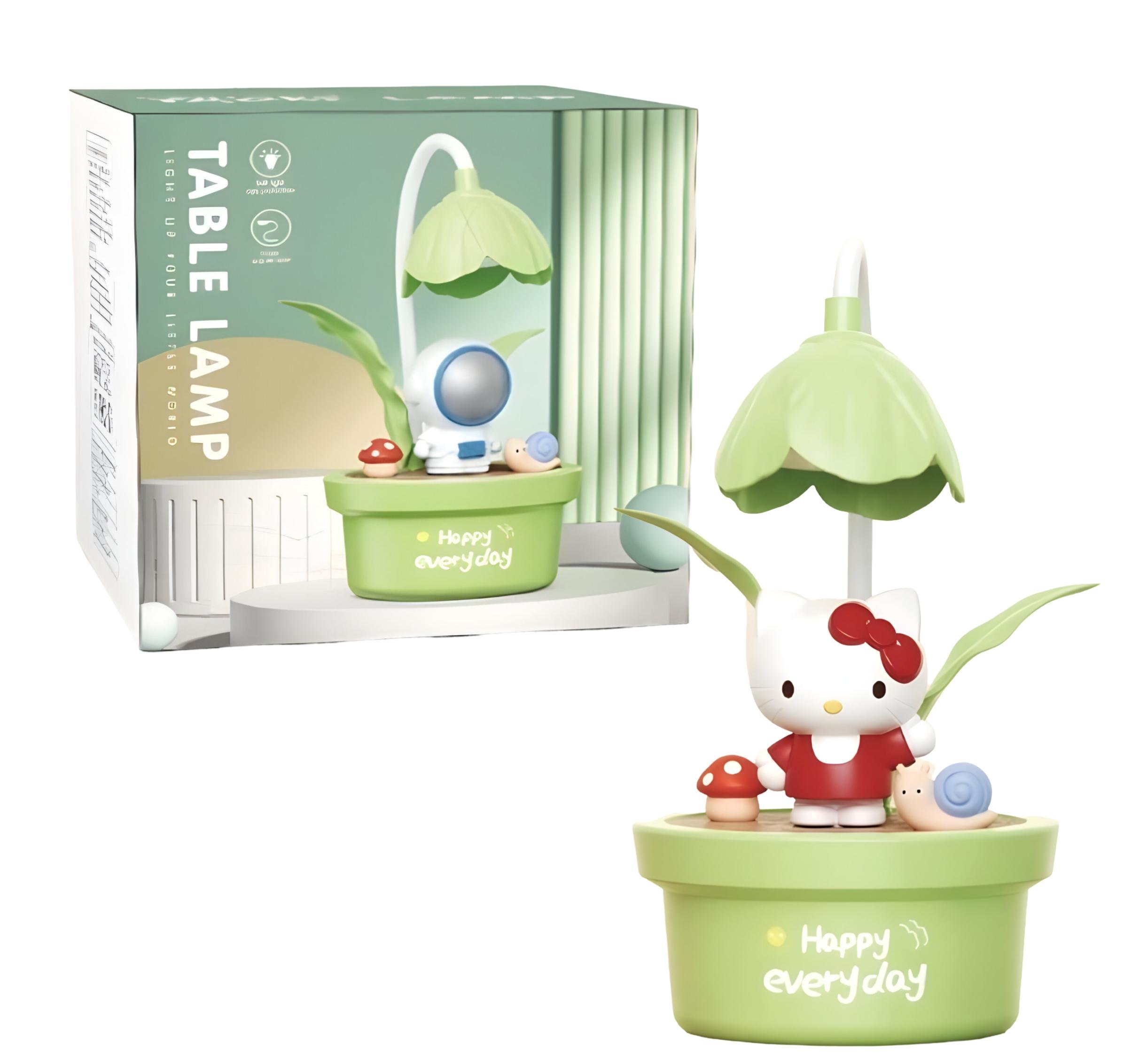 Настольная лампа детская Hello Kitty цветочный горшок Зеленый (351E)