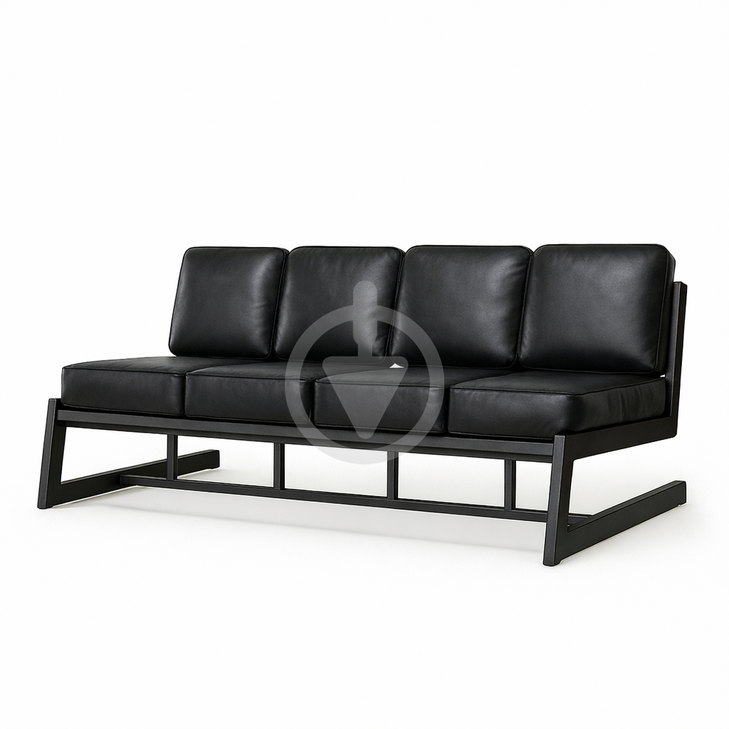 Диван металлический AVVS Атлас лофт экокожа 206 см Черный