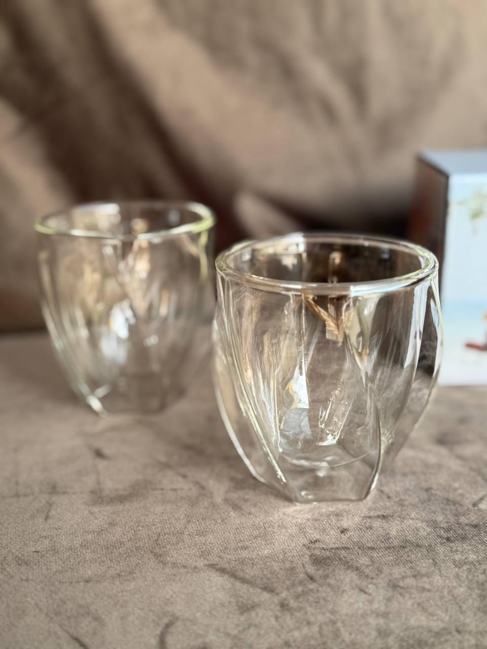 Набір низьких склянок з подвійним дном Vittora TILT боросилікатне скло 220 мл 2 шт. Прозорий (VT-5411-220)