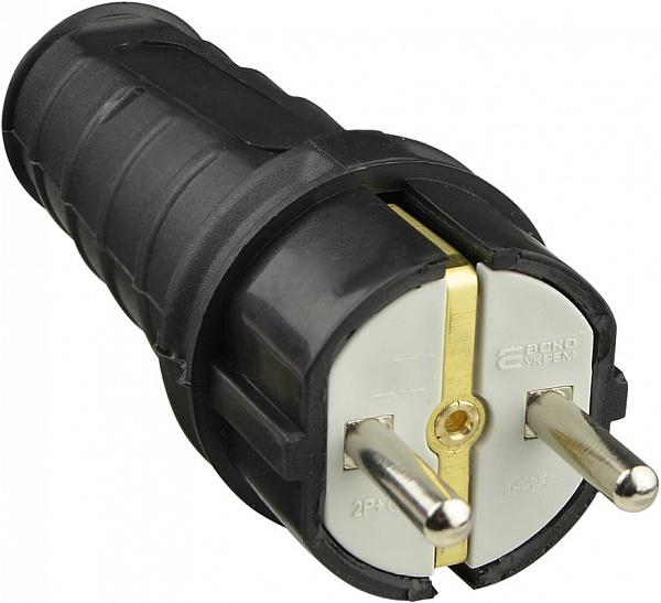 Вилка удлиненная АСКО-Укрем 16А 2Р+PE IP44 каучуковая (A0250010002)