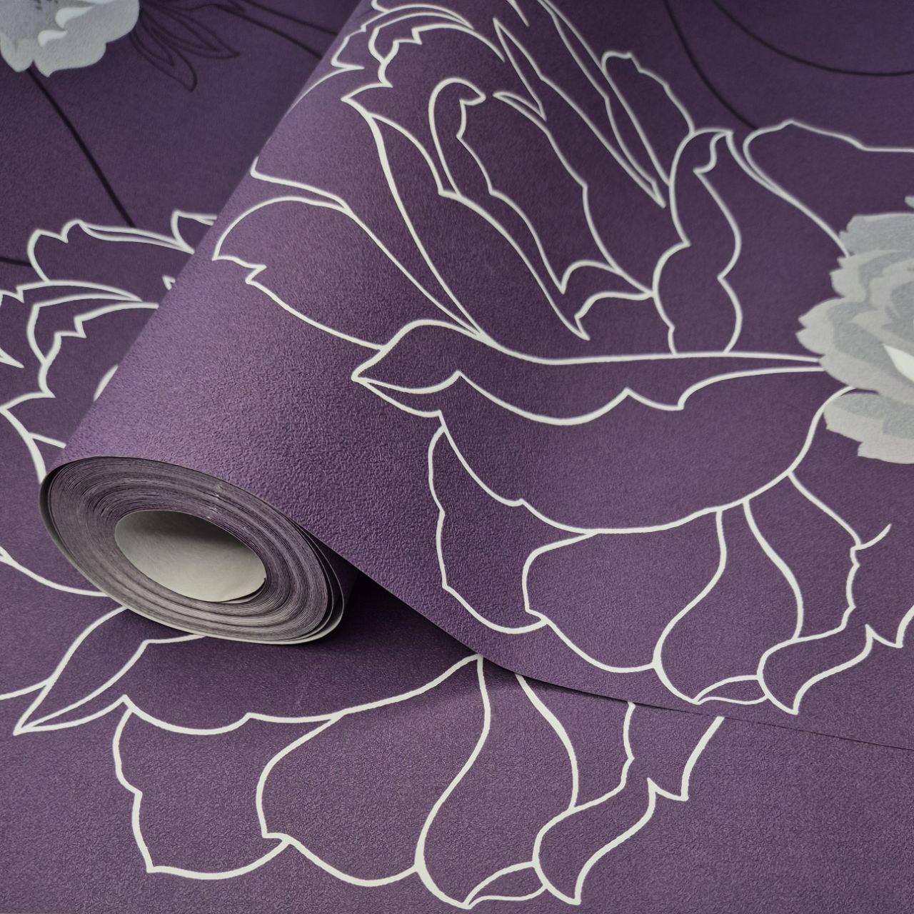 Шпалери вінілові Marburg 6465-30 з квітковим візерунком для спальні/вітальні/передпокою/дівочої кімнати 10x0,53 м Фіолетовий (2560385284)