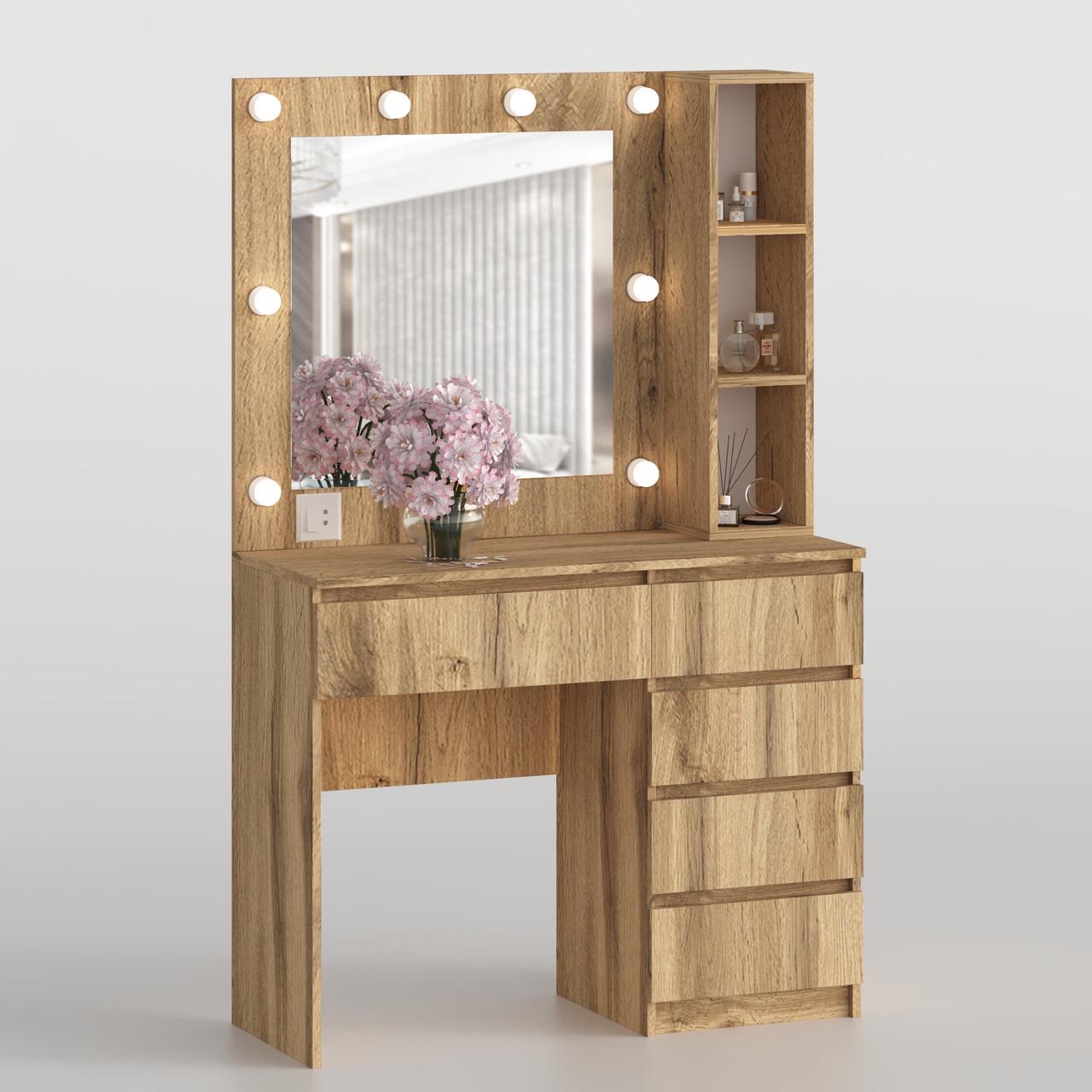 Туалетный столик New and Classic с квадратным зеркалом 1600х1000х400 мм Дуб тахо