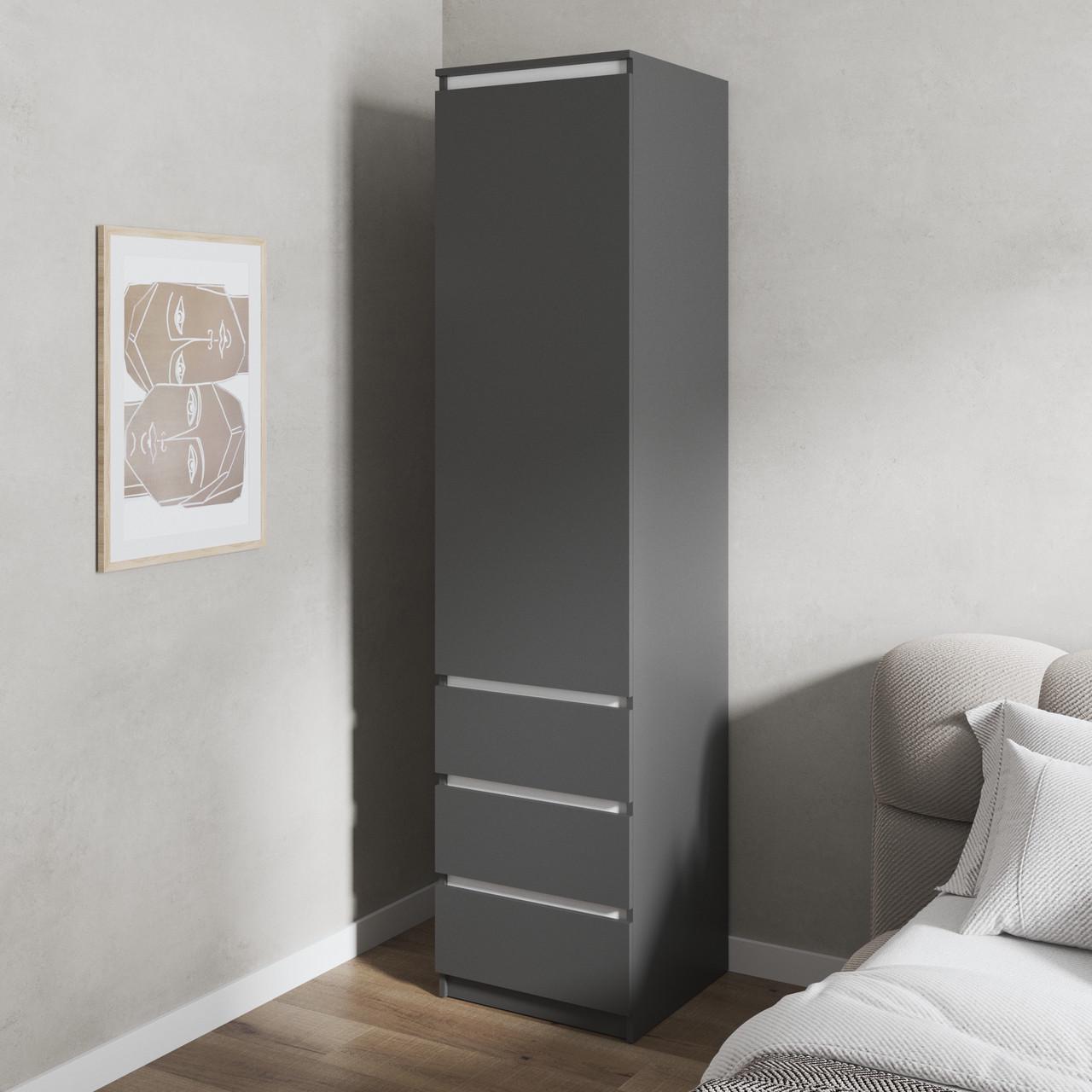 Шафа-пенал VAYS з 4 полицями та 3 шухлядами 50х50х211 см Антрацит/Білий (30635509)