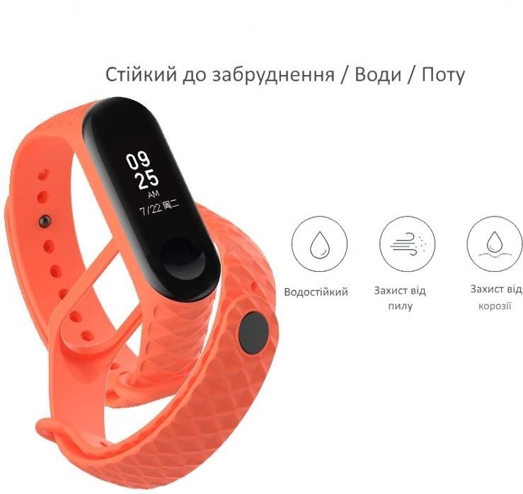 Ремешок для Xiaomi Mi Band 3 силиконовый Ромб Оранжевый (284949) - фото 3