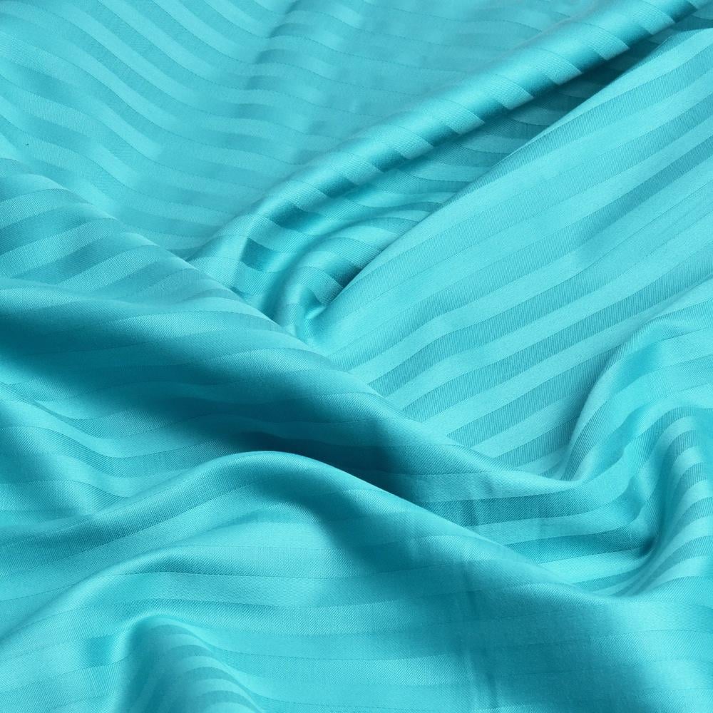 Комплект постельного белья евро сатин в полоску Бирюзовый (26022) - фото 2