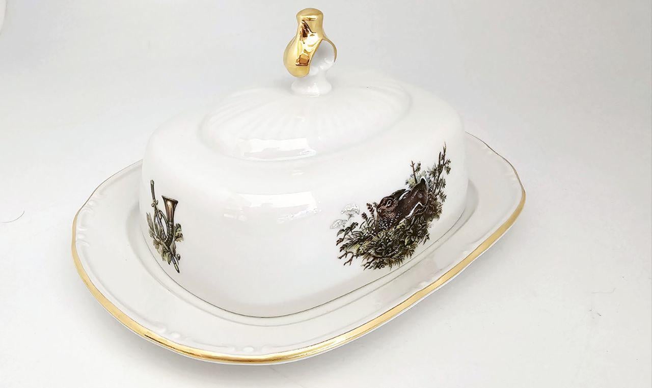 Маслянка порцелянова Gloria fine porcelain Bavaria Handwork Bayreuth Полювання 9х21 см (538-0011) - фото 2