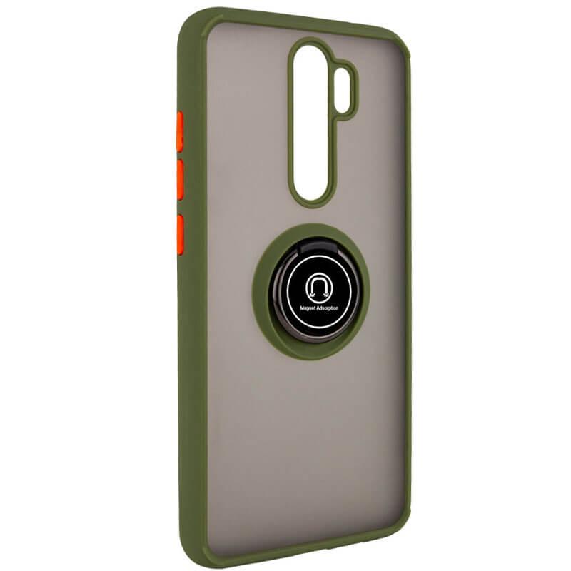 TPU+PC чехол Deen ColorEdgingRing for Magnet для Xiaomi Redmi Note 8 Pro Оливковый