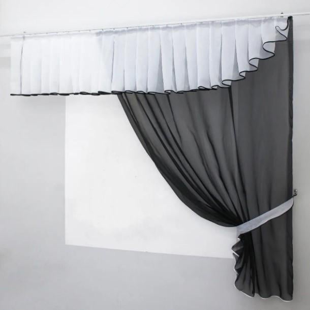 Комплект кухонный шторки/ламбрекен 190х170 см Черный/Белый (00к 59-738) - фото 4