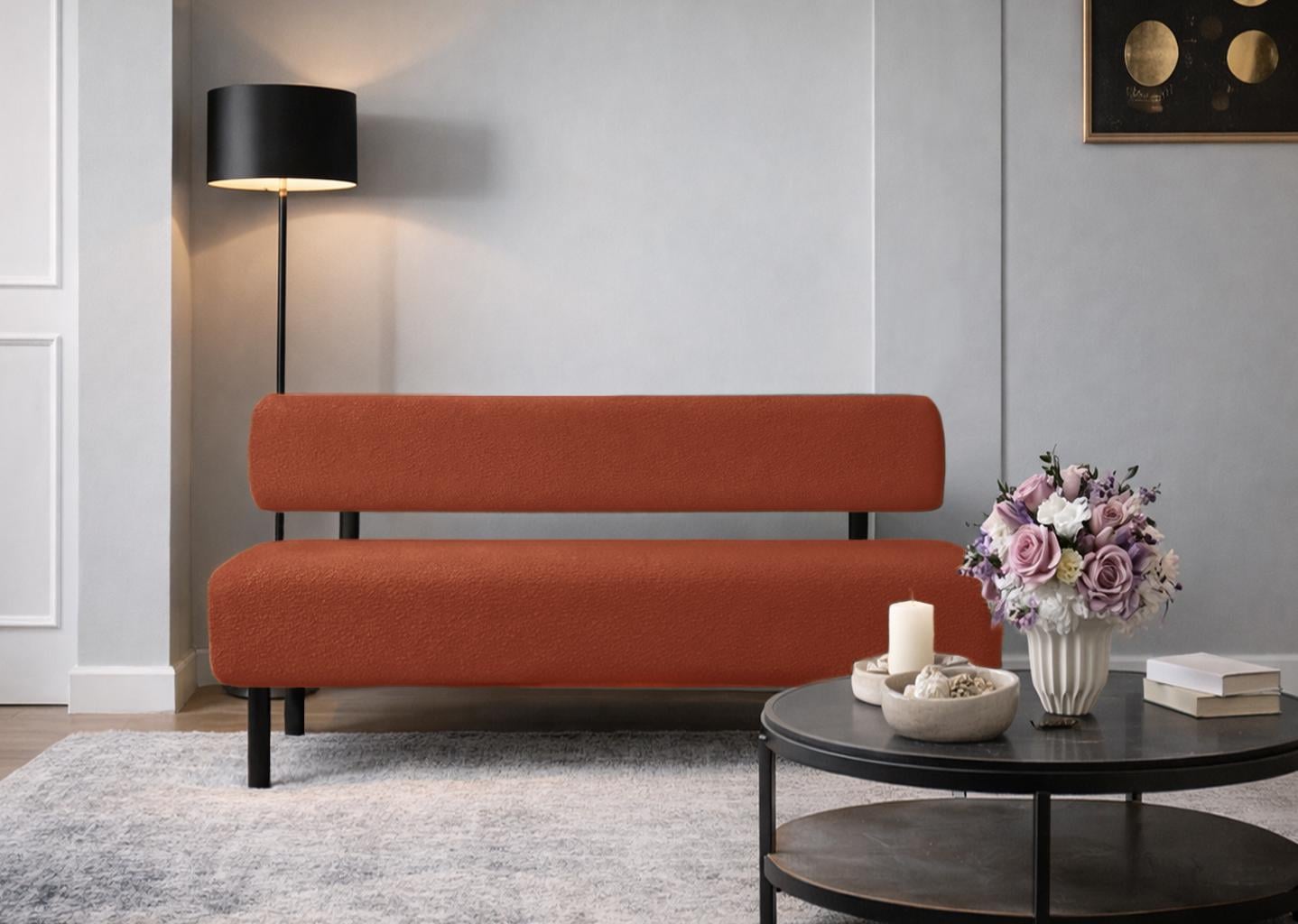 Диван Tobi Sho Люмо 1500х540х750 мм букле Alpaca Терракотовый/48