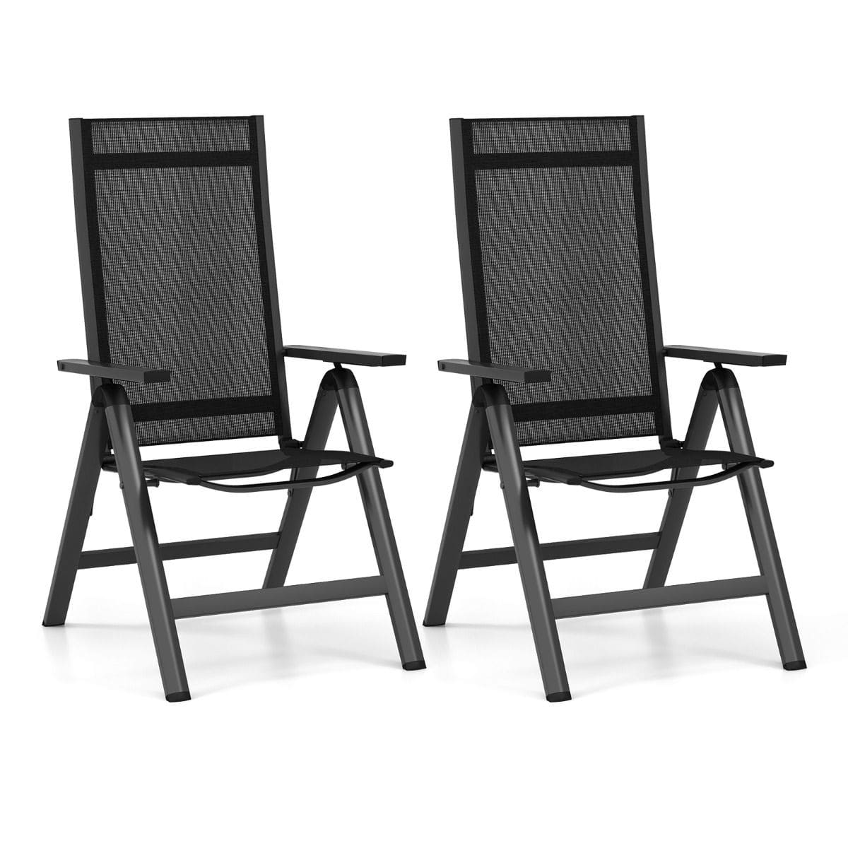 Стул садовый складной 72,5x58x107 см Черный (COSTWAY-01440)