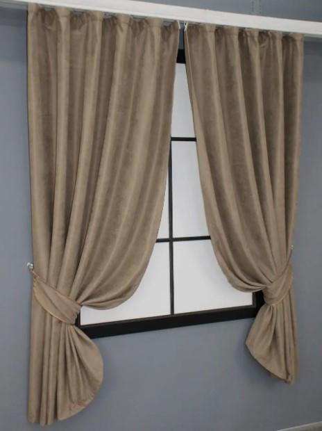 Штори на кухню SPARTA мікровелюр 1,3х1,7 м 2 шт. Світле какао (1033ш) - фото 3 Штори на кухню SPARTA мікровелюр 1,3х1,7 м 2 шт. Світле какао (1033ш) - фото 3